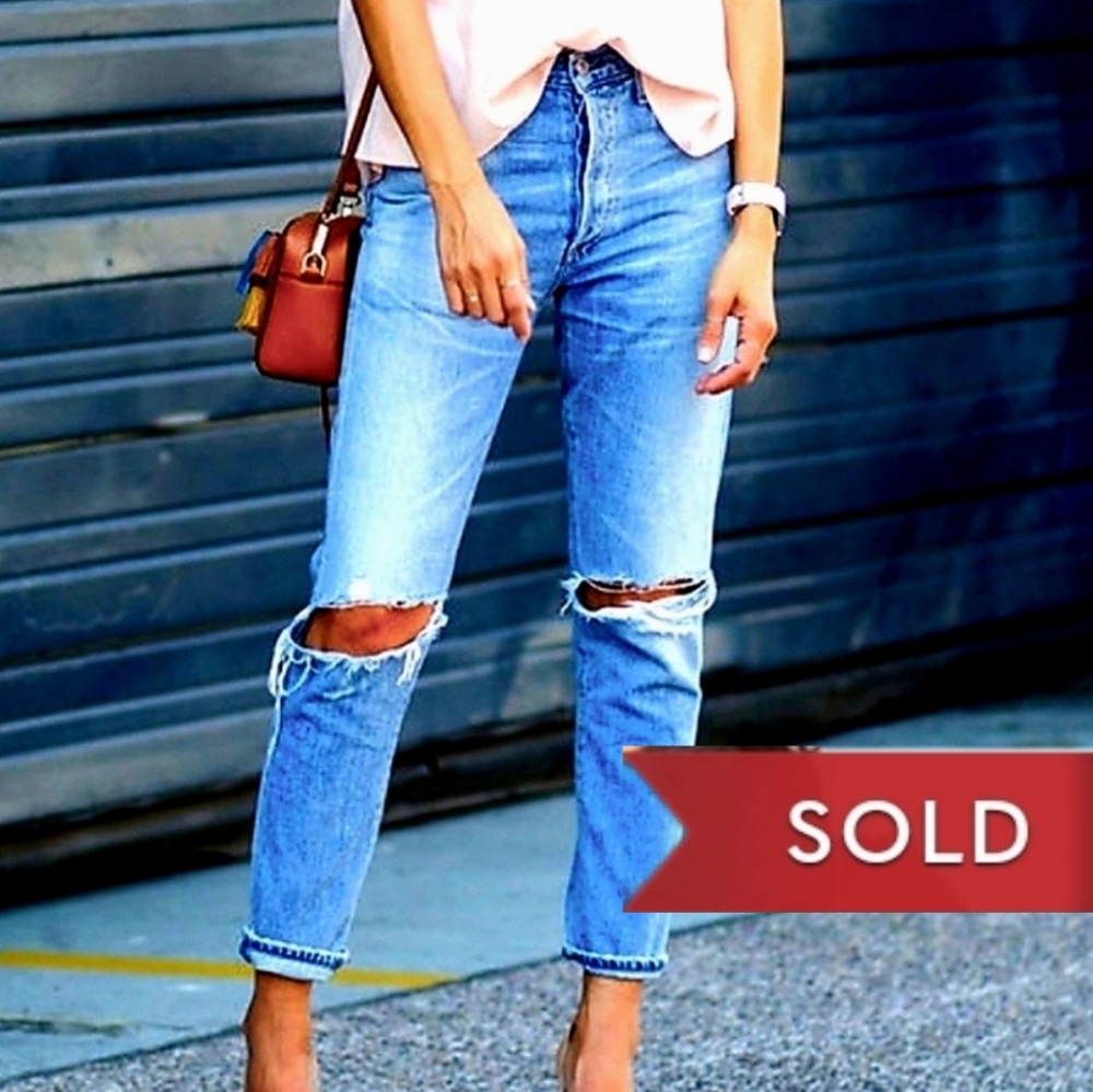 *SOLD*SOLD*SOLD* OF HUMANITY "LIYA" High Rise Classic Crop Buttonfly